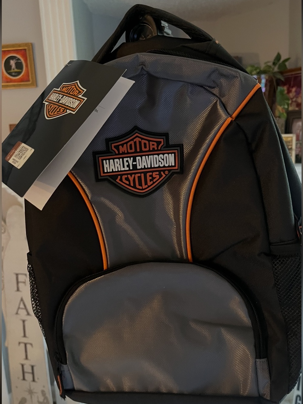 Harley-Davidson Black, Gray & Orange Logo Backpack